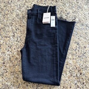 NWT: MOTHER Hustler Ankle Fray Jeans, size 31, black